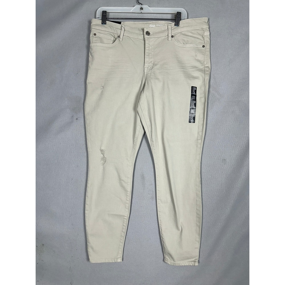 NEW Gap Pants Women 14-32R Legging Skimmer Beige Distressed Super Skinny Stretch